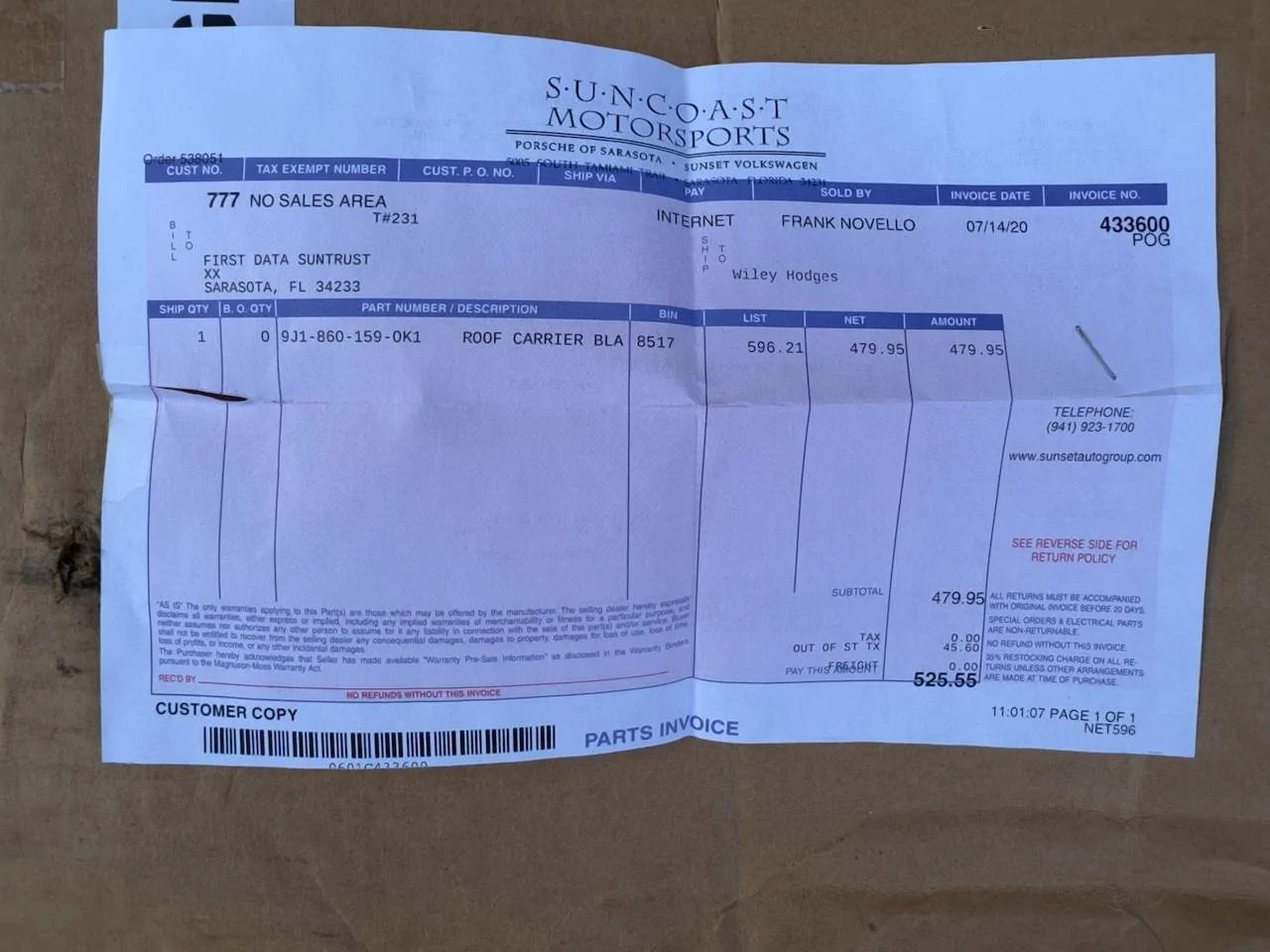 Porsche Taycan FS: New In Box Porsche Taycan J1 Roof Bars $200 + shipping IMG_2029