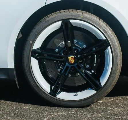 Porsche Taycan [Trade] 21" Mission-E wheels in Satin Platinum with Black + White/Silver Screenshot 2024-10-03 at 5.08.32 PM