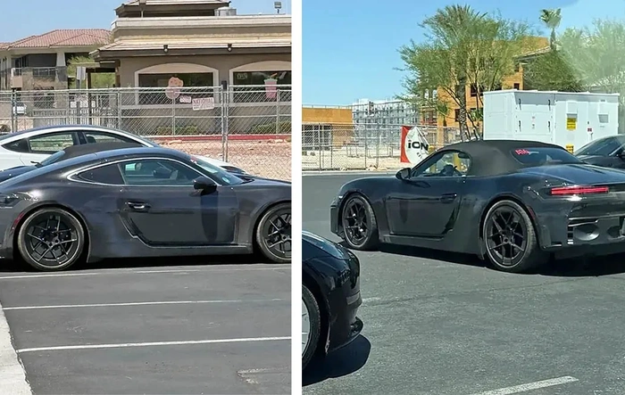 Spotted two 718 EV (Cayman + Boxster) test vehicles in Nevada